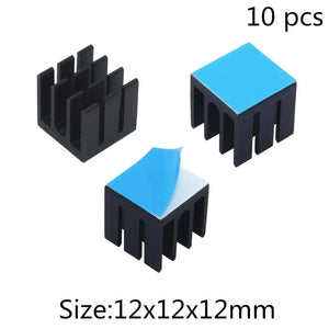 Planet Gates 12x12x12mm Aluminum Heatsink Radiator Heat sink for Electronic IC Chip RAM MOS Dynatron Raspberry Pi Cooling With Thermal Conductive Tape