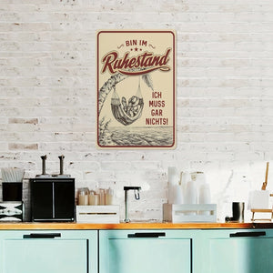 Planet Gates 12x8inch/30x20cm 1pc Aluminium Ruhestand Signs, Decorative Tin Sign As A Gift For Pensioners "BIN IM Ruhestand-Ich Muss Gar Nichts" 20*30CM