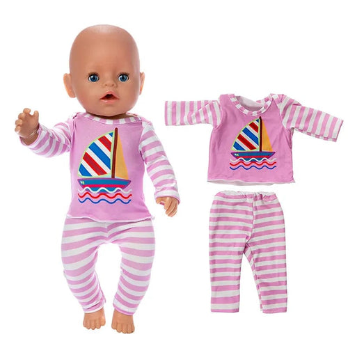 Planet Gates 13 2pcs/set Suit+Shoes Dolls Outfit For 43cm Baby Doll Cute Jumpers Rompers 17 Inch Doll Clothes，doll accessory.