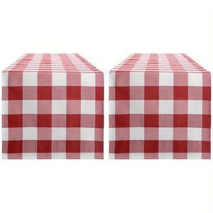 Planet Gates 13*72in/33*183CM 2PCS 1pc Red And White Gingham Table Runner, 13×72 Inch Red Buffalo Check Table Cloth Runner For Farmhouse Rustic, 4th Of July Patriotic Christmas Wedding Outdoor Picnic Camping Party Table Decoration