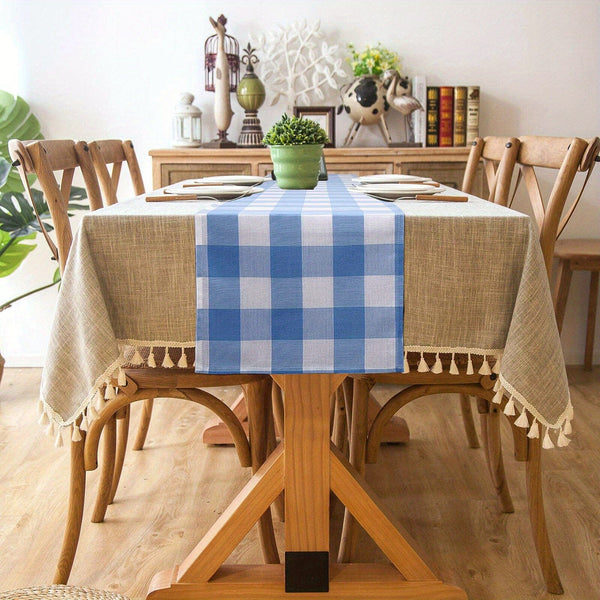 Planet Gates 13*72in/33*183CM Blue 1pc Red And White Gingham Table Runner, 13×72 Inch Red Buffalo Check Table Cloth Runner For Farmhouse Rustic, 4th Of July Patriotic Christmas Wedding Outdoor Picnic Camping Party Table Decoration