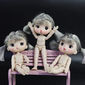 Planet Gates 13 / Mini OB11 Body Doll 3D Eyes 12CM Doll 12 Removable Joint Cute Expression Girl Nude BJD Semi-finished Toys Accessories Gift for Girls