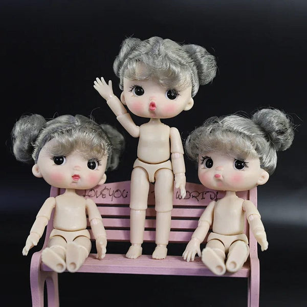 Planet Gates 13 / Mini OB11 Body Doll 3D Eyes 12CM Doll 12 Removable Joint Cute Expression Girl Nude BJD Semi-finished Toys Accessories Gift for Girls