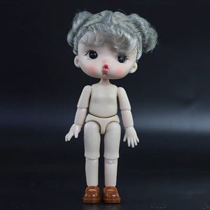Planet Gates 13 / Mini OB11 Body Doll 3D Eyes 12CM Doll 12 Removable Joint Cute Expression Girl Nude BJD Semi-finished Toys Accessories Gift for Girls