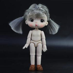Planet Gates 13 / Mini OB11 Body Doll 3D Eyes 12CM Doll 12 Removable Joint Cute Expression Girl Nude BJD Semi-finished Toys Accessories Gift for Girls