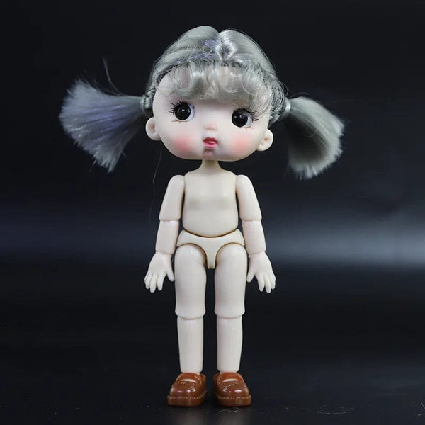 Planet Gates 13 / Mini OB11 Body Doll 3D Eyes 12CM Doll 12 Removable Joint Cute Expression Girl Nude BJD Semi-finished Toys Accessories Gift for Girls