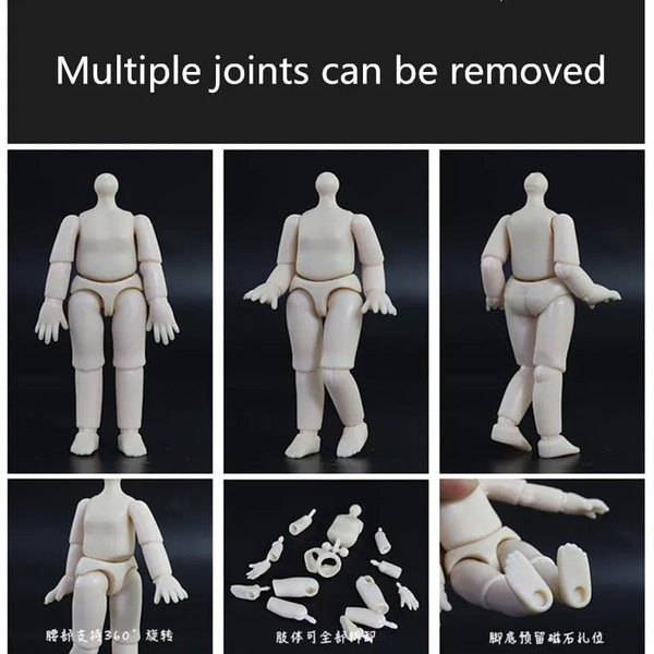 Planet Gates 13 / Mini OB11 Body Doll 3D Eyes 12CM Doll 12 Removable Joint Cute Expression Girl Nude BJD Semi-finished Toys Accessories Gift for Girls