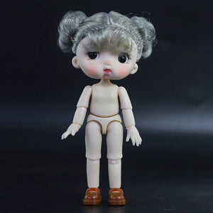 Planet Gates 13 / Mini OB11 Body Doll 3D Eyes 12CM Doll 12 Removable Joint Cute Expression Girl Nude BJD Semi-finished Toys Accessories Gift for Girls