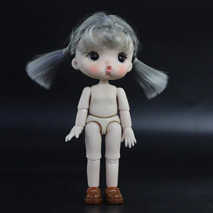 Planet Gates 13 / Mini OB11 Body Doll 3D Eyes 12CM Doll 12 Removable Joint Cute Expression Girl Nude BJD Semi-finished Toys Accessories Gift for Girls