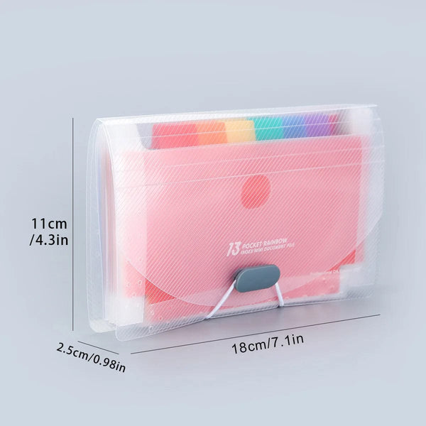 Planet Gates 13 Pockets Expanding File Folder with Cover Accordian Paper Folder File Case A6 Size Document Organizer for Home Office School