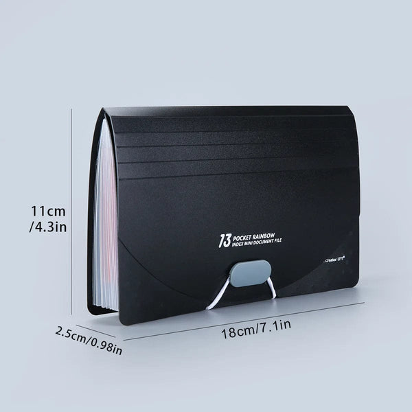 Planet Gates 13 Pockets Expanding File Folder with Cover Accordian Paper Folder File Case A6 Size Document Organizer for Home Office School