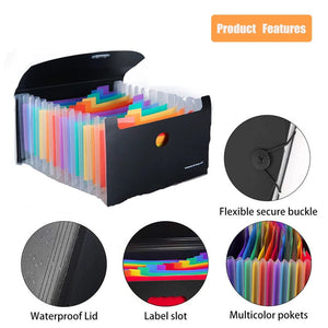 Planet Gates 13 Pockets Expanding File Folder with Cover Accordian Paper Folder File Case A6 Size Document Organizer for Home Office School