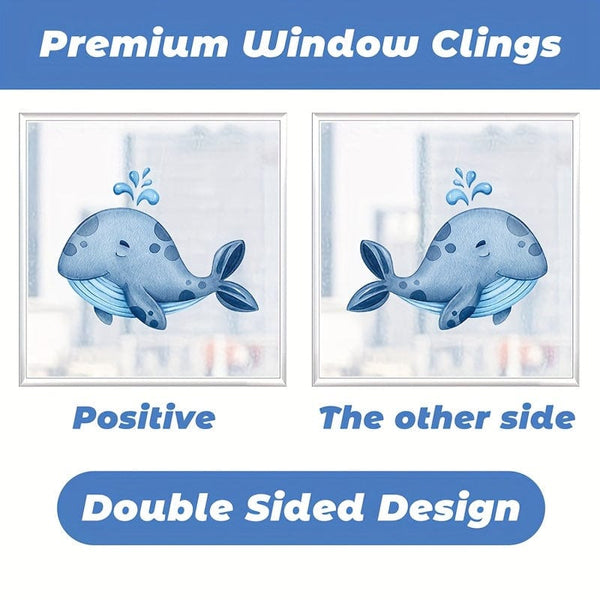 Planet Gates 134pcs 134pcs 9 Sheets Ocean Theme Window Clings Decorative Sea Life Windows Decals Static Stickers With Fish, Dolphin, Turtle, Whale, Seaweed, Glass Window Clings For Room Kitchen Bathroom Home Decor