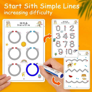 Planet Gates 136Page Children Montessori Drawing Toy Pen Control Training Color Shape Math Match Game Set Toddler Learning Educational Toy