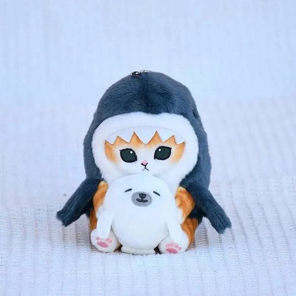 Planet Gates 13cm Kawaii Mofusand Anime Hobby Tempura Fried Shrimp Shark Cat Cartoon Cute Plush Doll Pendant Bag Pendant Gift for Girlfriend