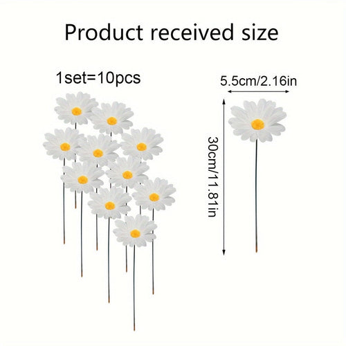 Planet Gates 14*38*2cm 10pcs, Spring Outdoor Floor Inserts, Outdoor Garden Decorations, Landscape Yard Villa Simulation Sunflower Flower Lawn Stake Inserts, Yard Decor, Garden Decor