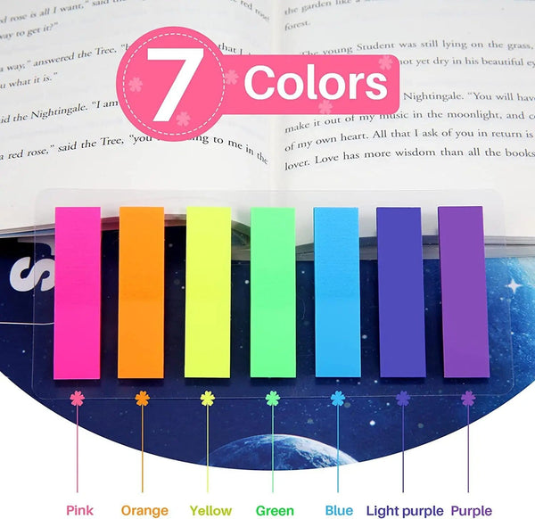Planet Gates 140pcs Sticky Notes 140 Pcs Sticky Notes Flags 7 Color Tabs Index Flag Bright Colors Page Index Stickers Translucent Page Makers for Page Bookmarks