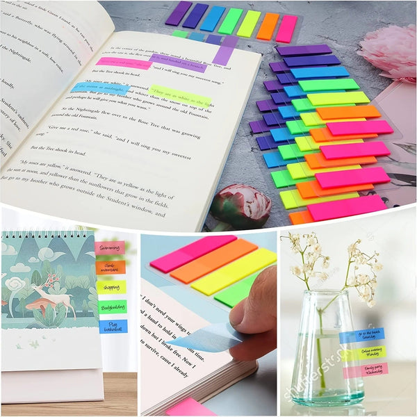 Planet Gates 140pcs Sticky Notes 140 Pcs Sticky Notes Flags 7 Color Tabs Index Flag Bright Colors Page Index Stickers Translucent Page Makers for Page Bookmarks