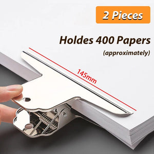 Planet Gates 145mm 2pcs Stainless Steel Multi-functional Metal Clamp Paper Clips Strong Binder School Office Household Stationery Supplies