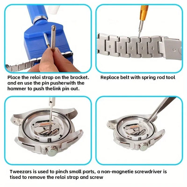 Planet Gates 147pcs/set Watchmaker Watch Repair Repairing Tools Kit, Case RemoverOpener Bar Set, Convenience Brand Clock Tool