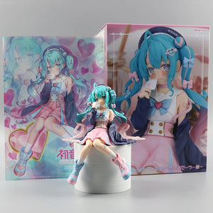 Planet Gates 14cm New Anime Hatsune Miku  Virtual Singer Manga Sitting posture Model Toys computer desk cake  decoration cute toys free ship