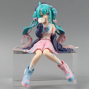 Planet Gates 14cm New Anime Hatsune Miku  Virtual Singer Manga Sitting posture Model Toys computer desk cake  decoration cute toys free ship