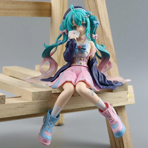 Planet Gates 14cm New Anime Hatsune Miku  Virtual Singer Manga Sitting posture Model Toys computer desk cake  decoration cute toys free ship