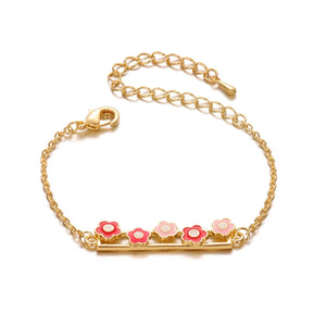 Planet Gates 14K Gold Plated Charm Cuff Adjustable Flower Bracelets Fashion kids Models Super Flash Jewelry for Women Girls