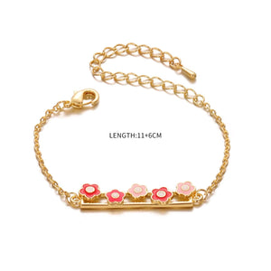 Planet Gates 14K Gold Plated Charm Cuff Adjustable Flower Bracelets Fashion kids Models Super Flash Jewelry for Women Girls