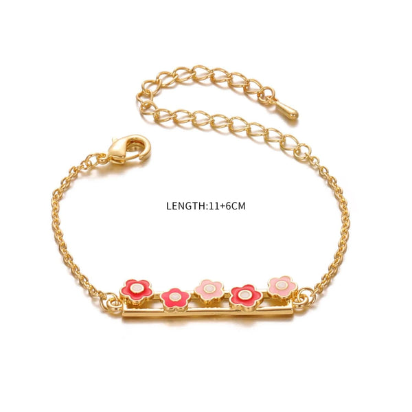 Planet Gates 14K Gold Plated Charm Cuff Adjustable Flower Bracelets Fashion kids Models Super Flash Jewelry for Women Girls