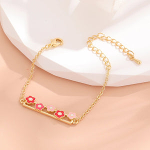 Planet Gates 14K Gold Plated Charm Cuff Adjustable Flower Bracelets Fashion kids Models Super Flash Jewelry for Women Girls