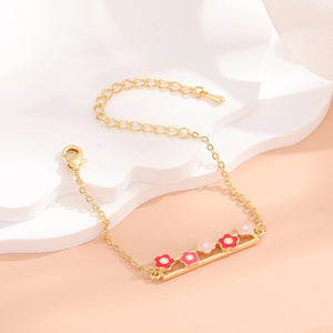 Planet Gates 14K Gold Plated Charm Cuff Adjustable Flower Bracelets Fashion kids Models Super Flash Jewelry for Women Girls