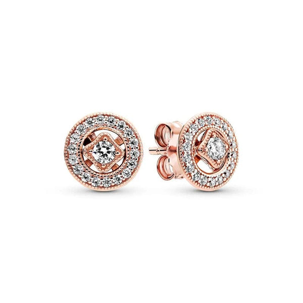 Planet Gates 14K Rose Gold Plated 925 Silver Sparkling Infinity Stud Earrings Floating Curved Feather Stud Earrings Fine Jewelry Women