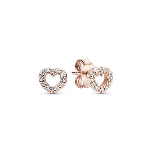 Planet Gates 14K Rose Gold Plated 925 Silver Sparkling Infinity Stud Earrings Floating Curved Feather Stud Earrings Fine Jewelry Women