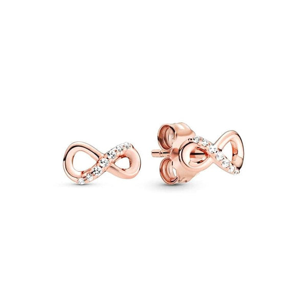 Planet Gates 14K Rose Gold Plated 925 Silver Sparkling Infinity Stud Earrings Floating Curved Feather Stud Earrings Fine Jewelry Women