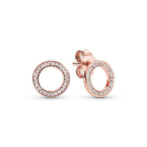 Planet Gates 14K Rose Gold Plated 925 Silver Sparkling Infinity Stud Earrings Floating Curved Feather Stud Earrings Fine Jewelry Women
