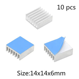Planet Gates 14x14x6mm 1 Aluminum Heatsink Radiator Heat sink for Electronic IC Chip RAM MOS Dynatron Raspberry Pi Cooling With Thermal Conductive Tape