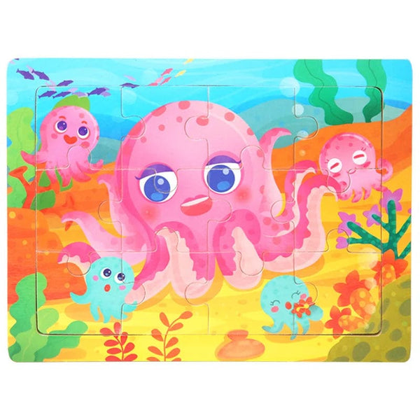 Planet Gates 15*11cm 3D Puzzle Cartoon Animals Wood Puzzle Kids Cognitive Jigsaw Puzzle Baby Wooden Toys Educational Toys for Children