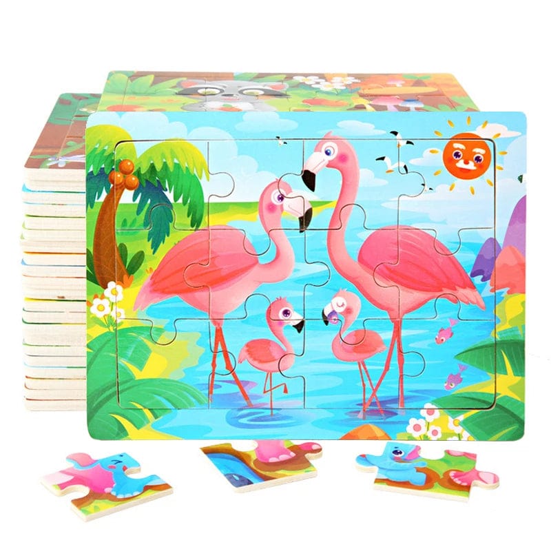 Planet Gates 15*11cm 3D Puzzle Cartoon Animals Wood Puzzle Kids Cognitive Jigsaw Puzzle Baby Wooden Toys Educational Toys for Children