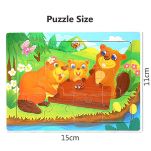 Planet Gates 15*11cm 3D Puzzle Cartoon Animals Wood Puzzle Kids Cognitive Jigsaw Puzzle Baby Wooden Toys Educational Toys for Children