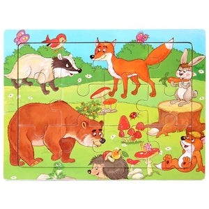 Planet Gates 15*11cm 3D Puzzle Cartoon Animals Wood Puzzle Kids Cognitive Jigsaw Puzzle Baby Wooden Toys Educational Toys for Children