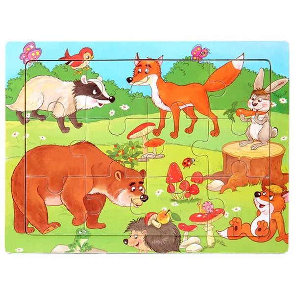 Planet Gates 15*11cm 3D Puzzle Cartoon Animals Wood Puzzle Kids Cognitive Jigsaw Puzzle Baby Wooden Toys Educational Toys for Children