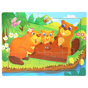 Planet Gates 15*11cm 3D Puzzle Cartoon Animals Wood Puzzle Kids Cognitive Jigsaw Puzzle Baby Wooden Toys Educational Toys for Children