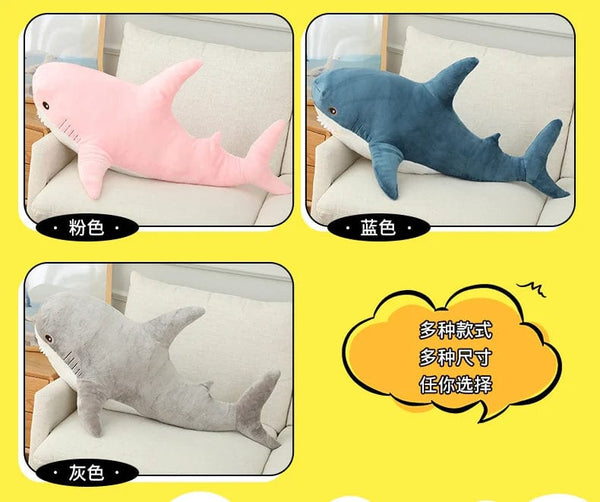 Planet Gates 15-140cm Colorful Shark Plush Toy Blue/Pink/Grey Stuffed Animal Fish Soft Doll Whale Sleep Pillow Kawaii Gift for Kid Girl Boys
