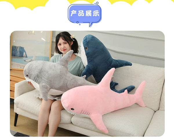 Planet Gates 15-140cm Colorful Shark Plush Toy Blue/Pink/Grey Stuffed Animal Fish Soft Doll Whale Sleep Pillow Kawaii Gift for Kid Girl Boys