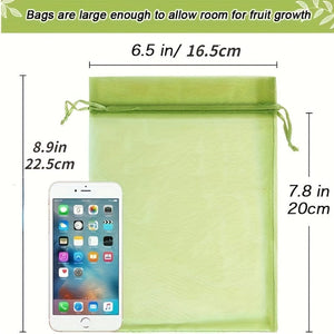 Planet Gates 15.24x22.86 Cm / 50pcs 50pcs Fruit Protection Bags 20.32x30.48 Cm, Netting Cover Bags Drawstring Mesh Fruit Protectors Pest Barrier For Grapes Mango Fruit Trees Veggies Garden