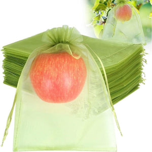 Planet Gates 15.24x22.86 Cm / 50pcs 50pcs Fruit Protection Bags 20.32x30.48 Cm, Netting Cover Bags Drawstring Mesh Fruit Protectors Pest Barrier For Grapes Mango Fruit Trees Veggies Garden
