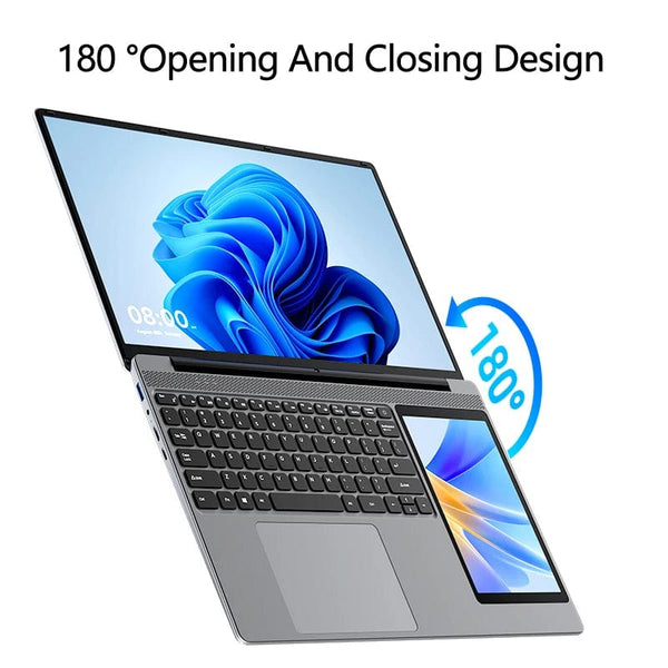 Planet Gates 15.6"+7" Dual Screen Laptop Intel Celeron N100 32GB 16GB DDR4 RGB Backlit Keyboard Computer Notebook Laptops Touch Screen