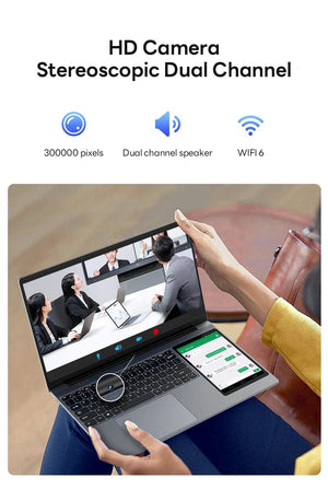Planet Gates 15.6"+7" Dual Screen Laptop Intel Celeron N100 32GB 16GB DDR4 RGB Backlit Keyboard Computer Notebook Laptops Touch Screen
