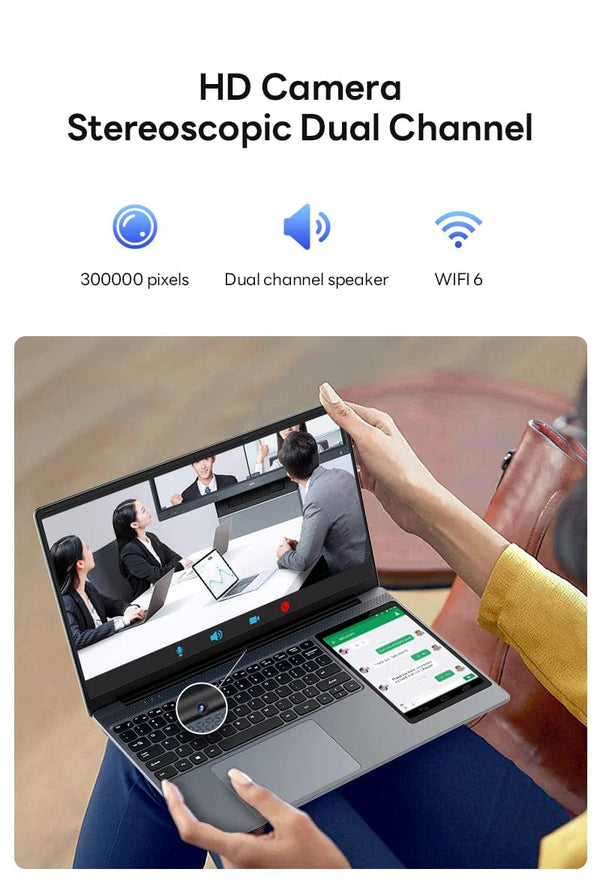 Planet Gates 15.6"+7" Dual Screen Laptop Intel Celeron N100 32GB 16GB DDR4 RGB Backlit Keyboard Computer Notebook Laptops Touch Screen